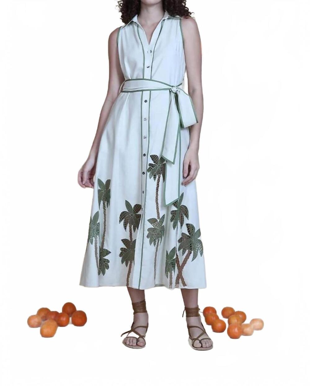 NEW -BL^NK- revati palm tree maxi dress in breezy beige